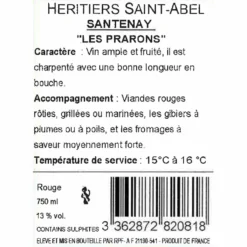 Remise Héritiers Saint-Abel Prarons 2018 - Santenay A.O.P. Rouge - 75 cl - Vin Français -Cave de Noël Soldes 3362872820818 2