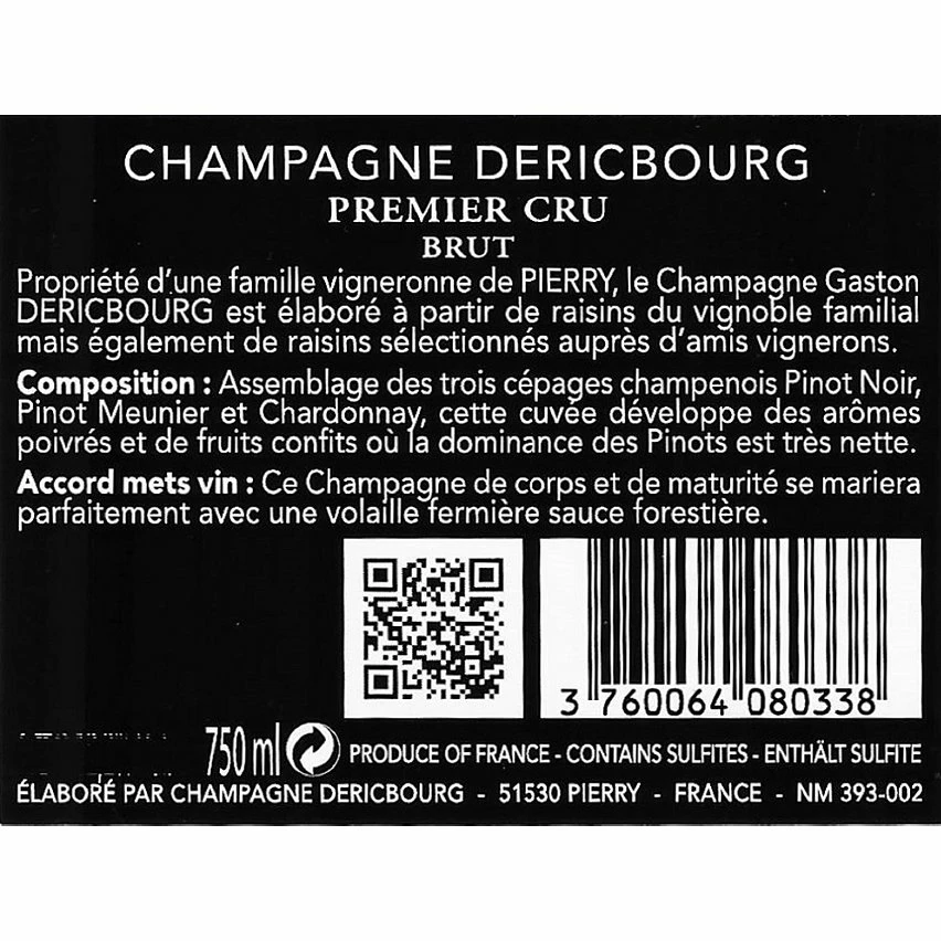 Champagne Gaston Dericbourg Brut - 75 cl | Meilleur prix garanti 🌟 4 Champagne Gaston Dericbourg Brut - 75 cl | Meilleur prix garanti 🌟 – Image 2