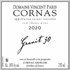 Vin Domaine Vincent Paris Granit 30, 2020 - Cornas AOP Rouge - 75 cl - Offre Spéciale -Cave de Noël Soldes 3760087510317 3